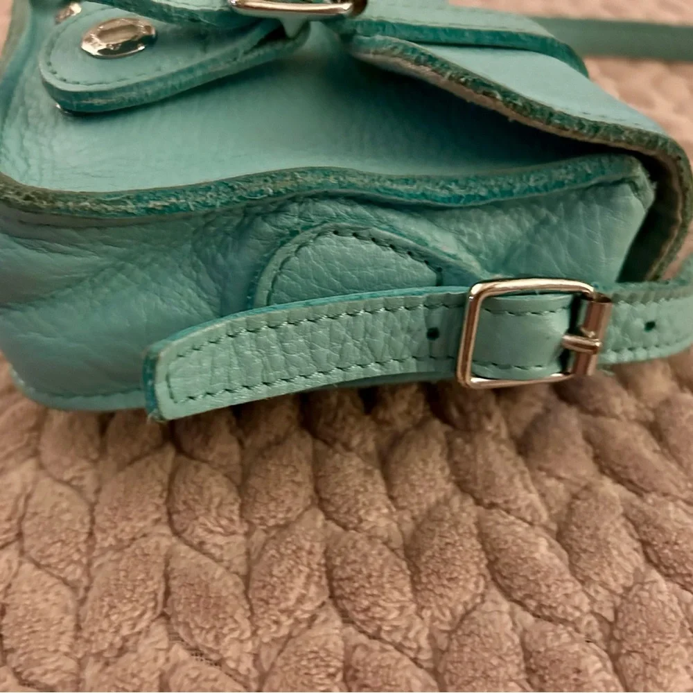 Dr. Martens Teal Green Genuine Leather Crossbody Saddle BAG Satchel - Picture 7 of 14